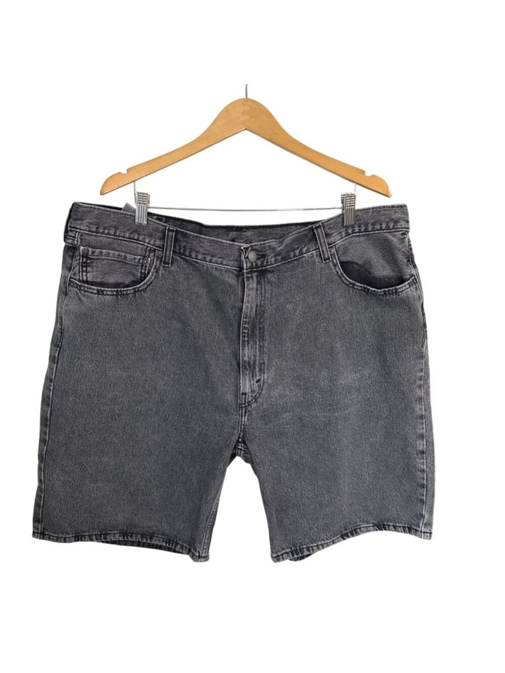 Levis 454 Mens Black Denim Shorts W44 L10 Casual Relaxed Fit